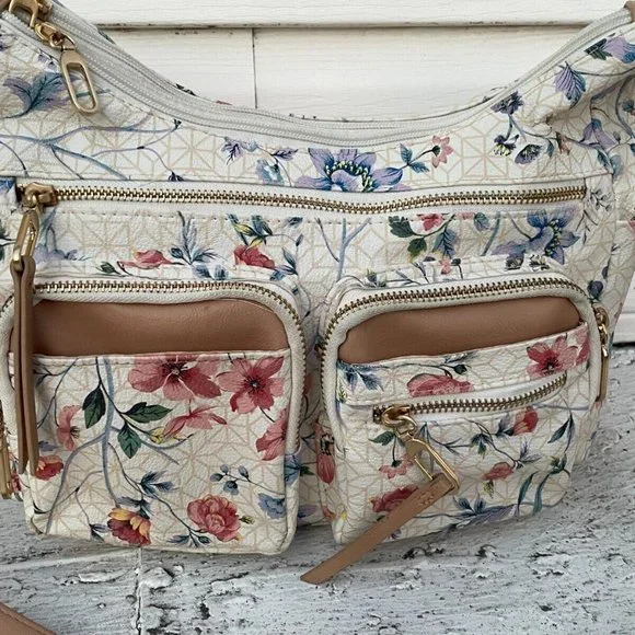 Women Shoulder Bag Multi Color Floral Print Faux Leather Bag - Picture 3 of 10